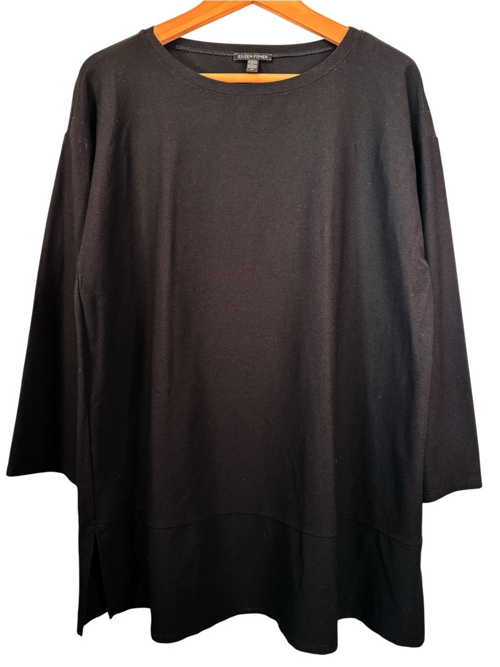 Eileen Fisher Black Lightweight Washable Stretch Crepe Tunic Small Lagenlook